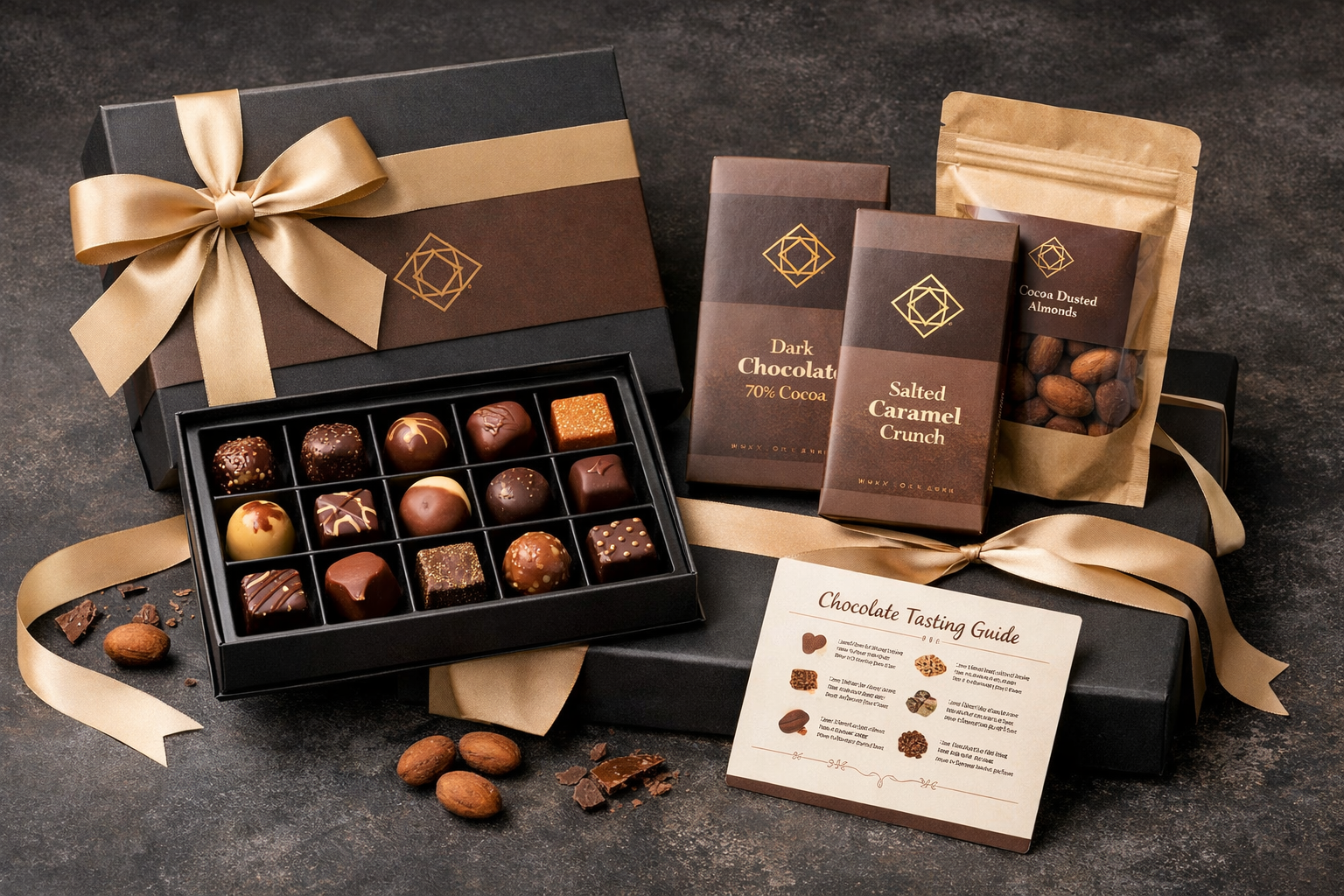 El yapimi cikolata hediye seti, karisik icerik