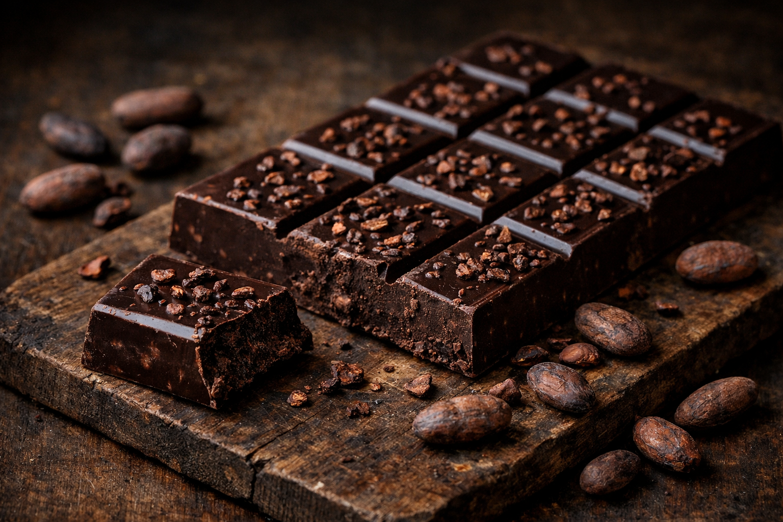 El yapimi bitter tablet cikolata, kakao parcalari ile